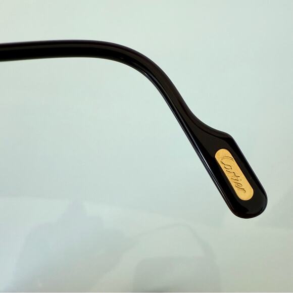 CARTIER Oval Rimless Sunglasses Brown  Gold Frame Authentic Vintage - Picture 6 of 10